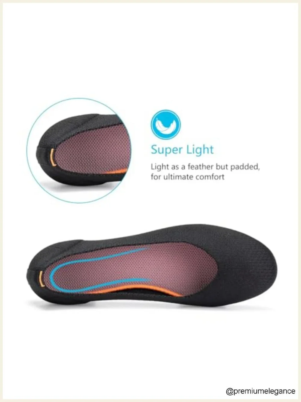 Women's Ballet Flat Shoes Knit Slip On Ballerina Flats Low Wedge Comfort Soft